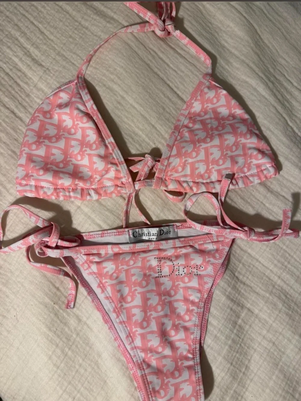 Dior Pink Monogram Triangle Bikini